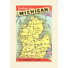 (영문도서) Vintage Lined Notebook Greetings from Michigan Map Paperback, Found Image Press, English, 9798385424917