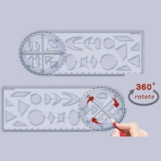 회전식 다기능 기하학적 드로잉 눈금자 각도기 학습 측정 창의적인 사무용품 1PC, 08 A-02