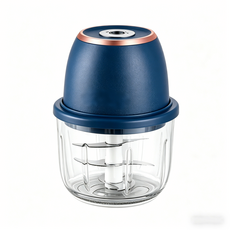 Royalstar 350ml 電動蒜泥攪碎機 無線絞肉料理機 六葉鋼刀切蒜神器 Type-C充電, 深藍配金【藍光按鍵丨6葉刀片丨超長待機】