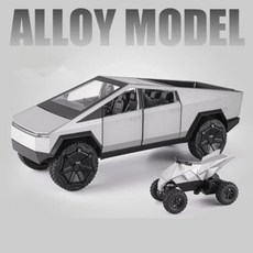 1/24 Teslas Cybertruck 픽업 합금 자동차 모델 다이캐스트 금속 장난감 차량 트럭 시뮬레이션 사운드 라이트, Silvery, 1개