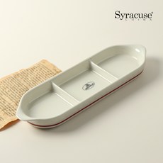 시라쿠스 쉐난고 카디날 3칸 나눔접시, 1개, 화이트&버건디라인