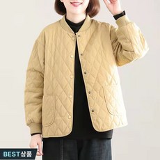 타임퓨어 여성 얇은누빔패딩 숏경량패딩자켓 루즈핏 여자 퀼팅자켓 겨울 아우터 보온과