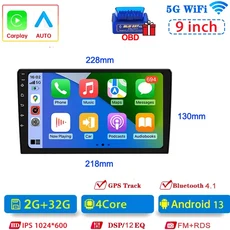 2딘 카플레이 안드로이드 라디오 멀티미디어 64G 7 9 10인치 13 자동차 스테레오 리시버 GPS 도요타 닛산, 06 9Inch-2-32G