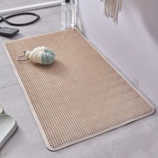 DIU 浴室防滑墊淋浴房洗澡腳墊按摩腳墊浴缸防摔專用pvc家用吸盤地墊, 軟刺卡其色:34*67釐米, 1個