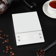 ZOZOFO 주방 전자저울 가정용 디지털 주방저울 다이어트 식단관리 저울 디지털 정밀 타이머 프로 커피 드립, 화이트, (실리콘 논슬립 패드 증정), 1kg