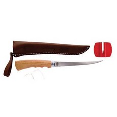 百有釣具 Berkley貝克力6吋木柄魚刀 附贈磨刀器 (Wooden Handle Fillet Knife-6in), 1個