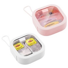 便攜式迷你收納盒 白色+粉色, 1組
