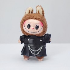 라부부 팝마트 LABUBU 17cm 트렌디 가죽 재킷 스커트 세트 드레스 업 펜던트 교체 가능한 옷, 트렌드 가죽 스커트 세트