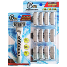 POWER RAZAR 6중날 면도기세트 12개입 면도날 본품포함 대용량 일회용 교체형 제모 휴대용, 1세트, 면도기+면도날 12p