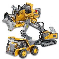 遙控怪手機 遙控挖土機 工程車玩具 兒童玩具車 合金兒童遙控挖土機 玩具車, 1個, 合金9通推土機
