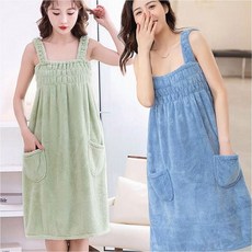 소프트한 여자 유연한 목욕가운 부드러운 샤워가운 흡수 원피스형 JWFK1DWG, 초록