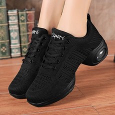 에어 메쉬 라인댄스화 재즈화 줌바 스포츠댄스화 연습용 신발, D. 순수한 검은 색, D. 37, E. 38, 1개