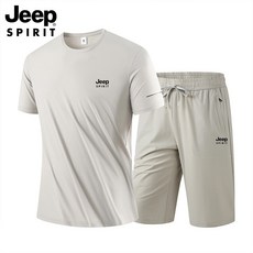 JEEPSPIRIT 지프스피릿 남성 여름 아이스 실크 반팔 반바지 트레이닝 상하의세트 JP6362