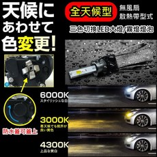 紫銅散熱 T9 三色切換 LED 大燈 H1/H11/9006, 1個, H11/H8/H16(一組兩顆)