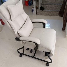네일 스툴 네일샵 시술용 뷰티샵 네일가구 업소용 편리한, 동기식 리클라이닝 팔걸이, 베이지그레이 테크 패브릭 바퀴 다리 165