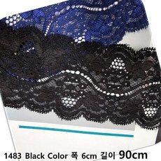 DKLACE-1483 / 자가드 스판 레이스 (폭 6cm 길이 1yd / 3yd / 5yd / 10yd기준), 1개, 블랙