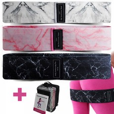 NUA 누아 힙업 밴드 스쿼트 저항 힙밴드 3종 1세트, 마블(블랙,화이트,핑크), 3개