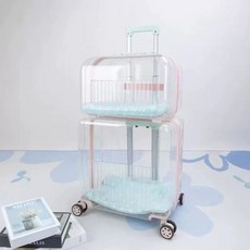 애견 케리어 강아지 고양이 우주선 그레이 산책 바퀴 캐리어, D. 사쿠라 핑크 더블 레이어 상단과 하단을 두 개로