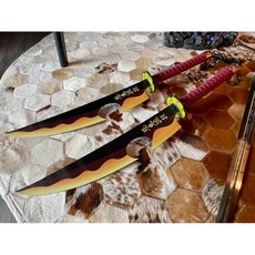 鬼滅之刃 音柱宇髓天元擬真全金屬雙刀 78cm附皮套與支架, 1個