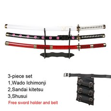 목검 수련용 코스프레 Zoro Sword 80Cm/31.5 "세 대나무 나무 Roronoa Katana Enma 보라색 선물 세트 파티 선물용, 옵션14) H3-pcs-03 pictures