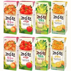 마셔몰 드링크팩 세트 과수원 4가지맛 복숭아 사과 오렌지 청포도 각12팩 총48팩, 190ml, 192개