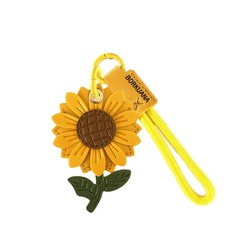 BORKUANA 에어태그와 호환되는 가죽 키체인 홀더 케이스 키링과 랜야드가 있는 귀여운 보호 커버 지갑 열쇠 가방 반려동물용 긁힘 방지 파인더 GPS 트래커 케이스(블, 해바라기