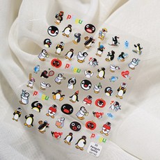 핑구스티커 펭귄 핑구 핑가 다꾸 스티커 다이어리 노트북 핸드폰 꾸미기 스티커 다꾸 용품 셀프 짧은 손톱 네일 아트 재료 미니 스티커, 핑구 스티커