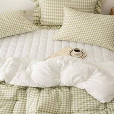 格紋超細纖維冬被, Moss Green