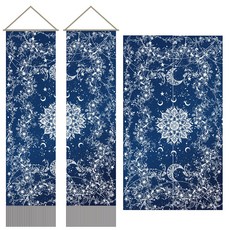 2개 침실 및 거실 장식용 직사각형 꽃무늬 폴리에스터 벽걸이 태피스트리 1160x330mm, 혼합색