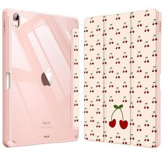Fintie 아이패드 에어 11인치 M4/M3/M2 (2026/2025/2024) 5세대/4세대 (2022/2020) 10.9인치용 하이브리드 슬림 케이스 - 투명 뒷면 쉘, coquette 체리
