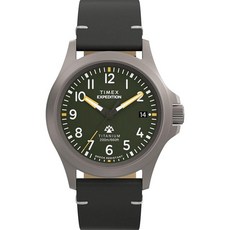 Timex 남성용 익스페디션 필드 포스트 38mm 시계 블랙/티타늄/그레이 컨템포러리, Black/Titanium/Green