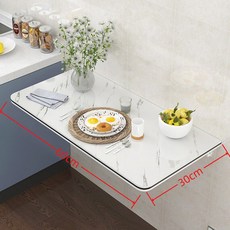 보조식탁 작업대 홈바 벽걸이형 다기능 조리대 형 테이블, 60x30 화이트 마블링 펀칭