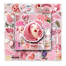 걸스코코 캐리어 노트북 스티커 스꾸 다꾸 캠핑 여행 리무버블 방수스티커 꾸미기스티커, 1세트, 47.핑크디저트50장