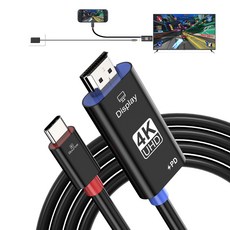 KAKAPOZO 닌텐도 스위치/스위치2 미니독 4K 60Hz TV연결 PD100W 고속충전 C타입 to HDMI 케이블, 1개, 블랙, 2m