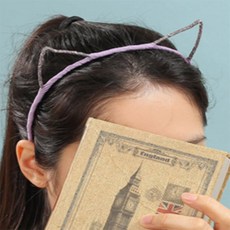 나우원픽 고양이 귀 머리띠 (연보라) 여자아이머리띠