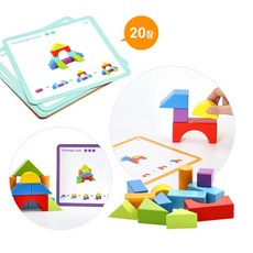 3세 IQ발달 나무블럭 모양만들기 도형놀이 교구 세트 아기선물 예술감각 소근육장난감, 1개