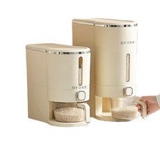 UFORU 儲米桶 厨房收納 密封米桶 防潮防蟲 20斤 奶油白, 大號奶油白（約可裝10kg）, 1個