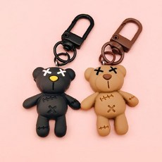 곰 인형 가죽 열쇠고리 참 장식 휴대용 소품