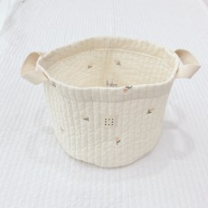 돗투돗x마롤로뜨 누빔 아기 바구니 장난감바구니 기저귀, 달콤튤립 - 자수 바구니, 1개