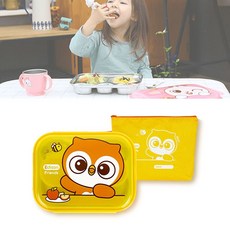 어린이집 유치원 유아급식 두껑 스텐식판 유아 식사, 토끼(핑크), 1개
