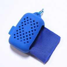 運動冷感毛巾 冰涼巾 冰感降溫神器, 寶藍色,100*30cm, 1個