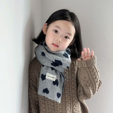 韓系兒童圍巾秋冬季保暖滿印愛心圍脖