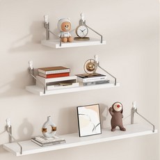 거와스 무타공 인테리어 우드 벽걸이 선반, 1단, 화이트