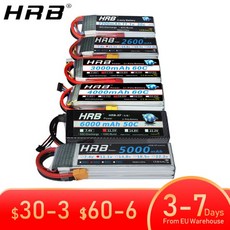 HRB 리포 배터리 2S 3S 4S 6S 1500mah 2200mah 2600mah 5000mah 6000mah 7000mah 4000mah 7.4V 11.1V 14.8V, 20 2S 2200mah 50C TR