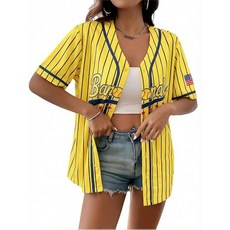 야구 저지 여성용 게임 데이 셔츠 야구 선수 그래픽 티 버튼 업 반소매 팬 탑 블루. XXL