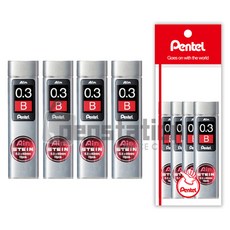 펜텔 아인슈타인 샤프심 0.3mm HB/B 4개 세트(펜텔 전용 포장 케이스/선물용), 아인샤프심 0.3mm B 4개세트