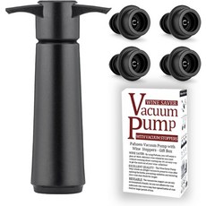 8개의 PCS 와인 진공 스토퍼 최대 7일 동안 와인을 신선하게 보관하세요 - 펌프 및 세이버 재사용 가능 병용 에 포함되지 않음, 1 Pump+4 Stoppers, Black