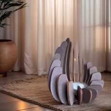 나무 수제 티라이트 홀더 캔들, 3. 라이트 그레이, A. 15cmx12cm