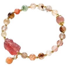 招財貔貅草莓晶水晶手鍊