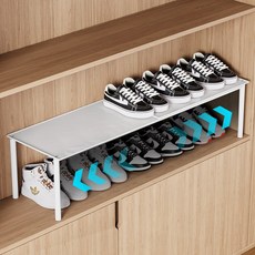 워촹스 신발장 정리대 현관 신발장 길이조절 선반 강철제, 1개, 화이트(50-85 x 27 x 15cm)